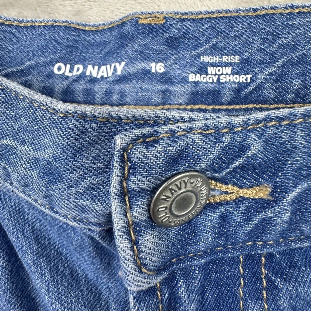 Old Navy Womens Wow Baggy Short High Rise Medium Wash Blue Denim Size 16